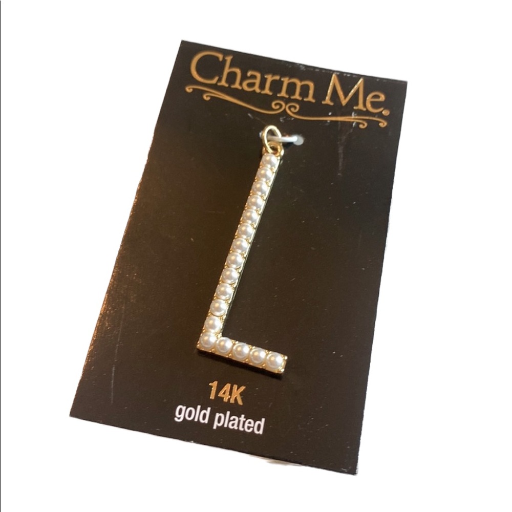 14k Gold Plated L Charm with Pearls